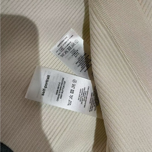 NWOT Self-Portrait CREAM STRIPE VISCOSE KNIT BUTTON TOP - Picture 8 of 8